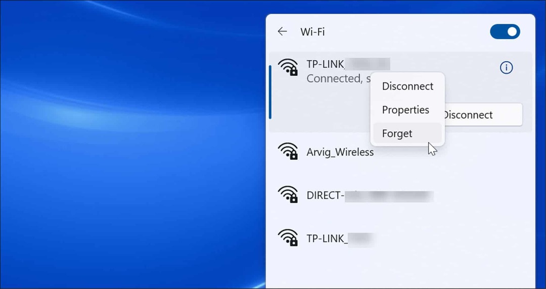 uitați de rețeaua wi-fi pe Windows 11