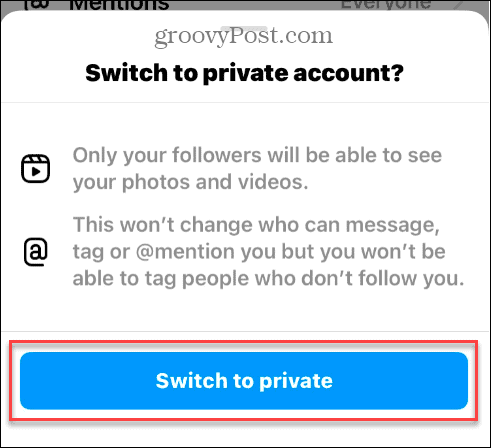 Faceți contul dvs. de Instagram privat