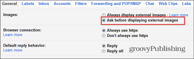 Cum dezactivați încărcarea automată a imaginilor Gmail