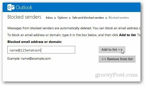 Outlook.com: adăugați adrese de e-mail la lista blocată