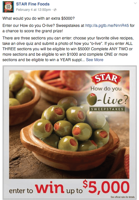 postare concurs facebook star olives