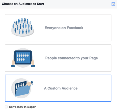alegeți publicul Facebook personalizat