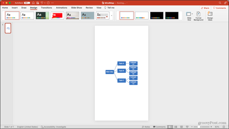Orientarea diapozitivului portret în PowerPoint pe Mac