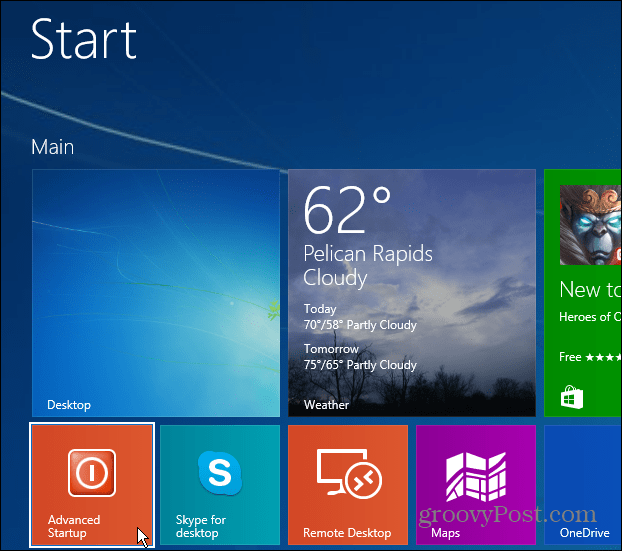 Accesați Windows 8.1 Pornire avansată a modului ușor