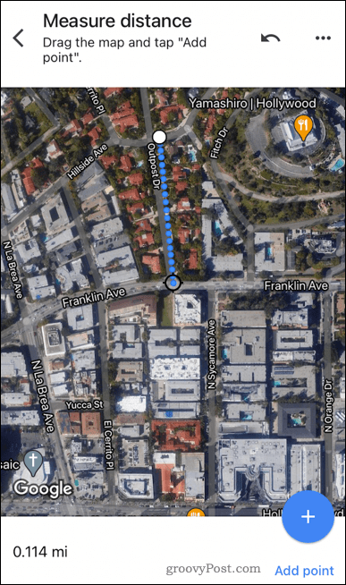 Distanța dintre două puncte din Google Maps mobil