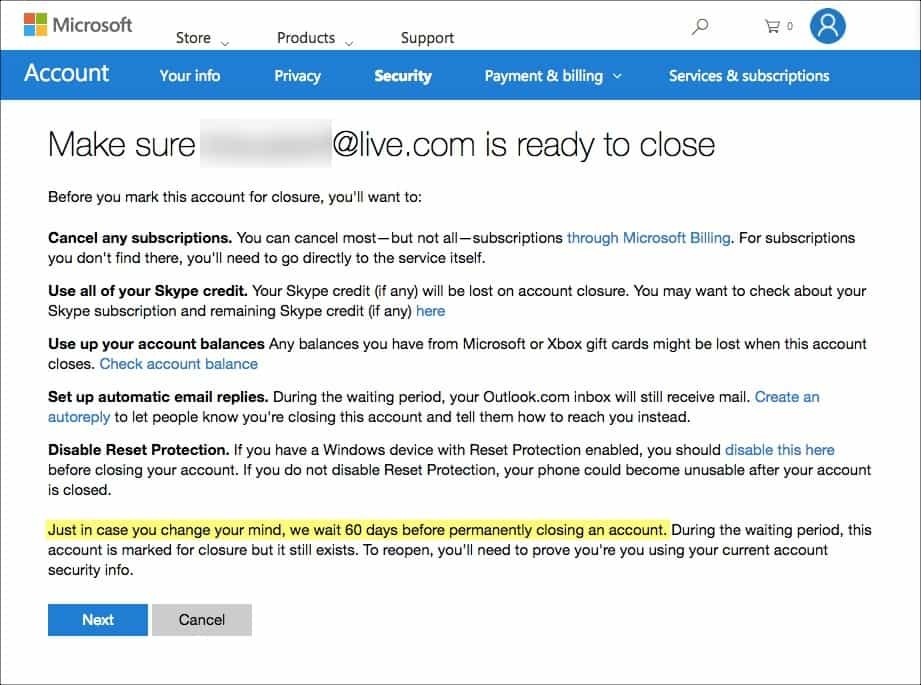 Cum să ștergeți permanent contul dvs. Hotmail, Windows Live și Outlook