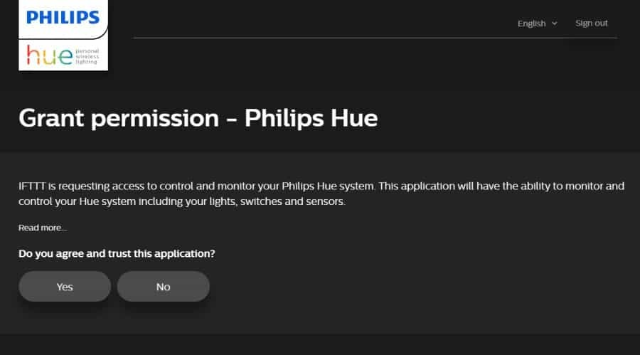 serviciul de nuanțe philips pe ifttt