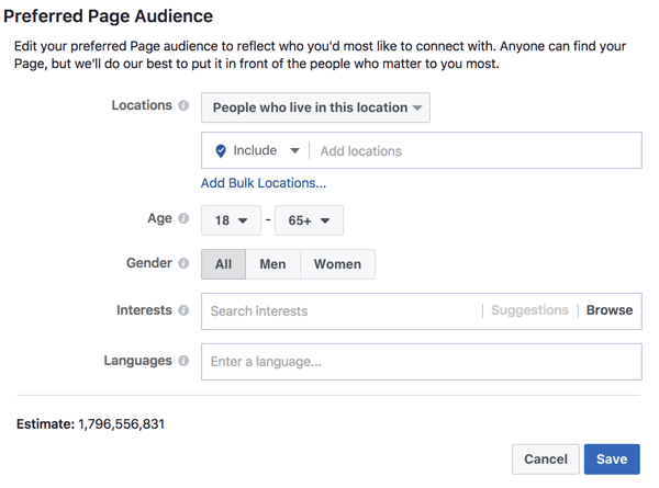 Definiți un public preferat pentru a ajuta Facebook să înțeleagă la cine doriți să ajungeți cu postările dvs.