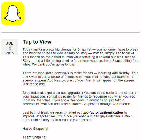 schimbări de feedback ale clienților Snapchat