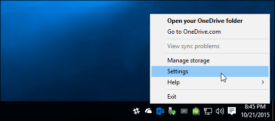 Setări OneDrive Windows 10
