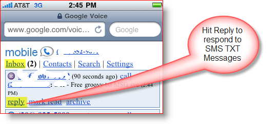 Răspuns pentru mesaje SMS TXT pentru Google Voice Mobile