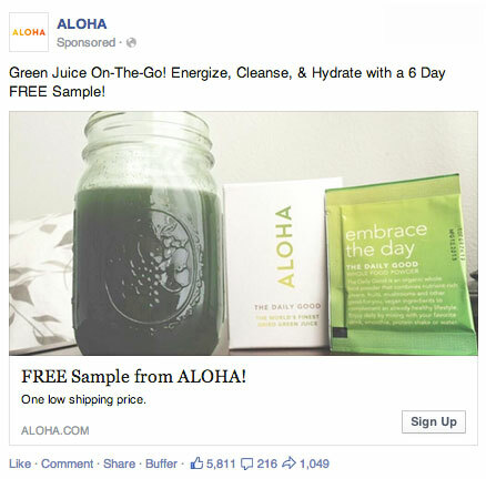 aloha reclama de generare de clienți pe Facebook
