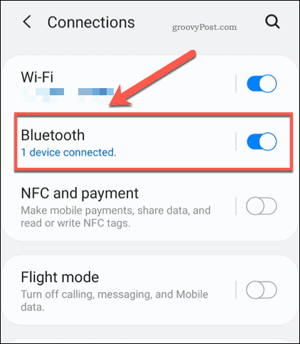 Meniul Setări Bluetooth Android