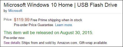 Precomandați Windows 10 Retail USB Flash Drive de la Amazon