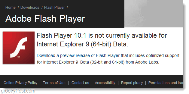 Adobe Flash Player pentru Internet Explorer 9