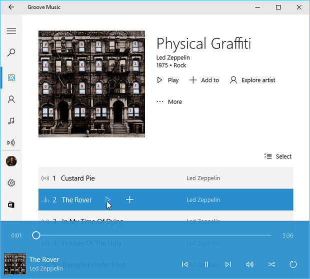 Windows 10 Groove Music