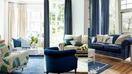 Cum să faceți decorațiuni canapea bleumarin și albastru?