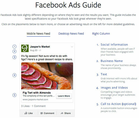 Specificații de anunțuri mobile pentru Facebook