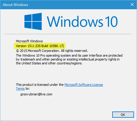 Windows 10 construiește 10586.17