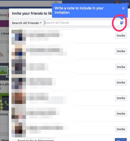 Facebook a adăugat opțiunea de a include o notă personalizată, cu invitații la aprecierea unei pagini.
