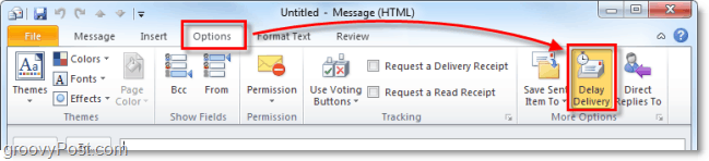 butonul de întârziere de livrare în Outlook 2010