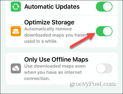 optimizați stocarea hărților offline