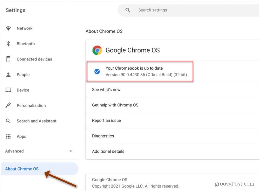 despre Chrome OS versiunea 90