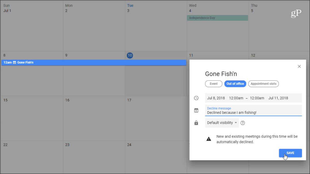 Cum se utilizează modul în afara funcției cu Google Calendar