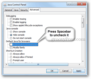 dezactiva Java Internet Explorer