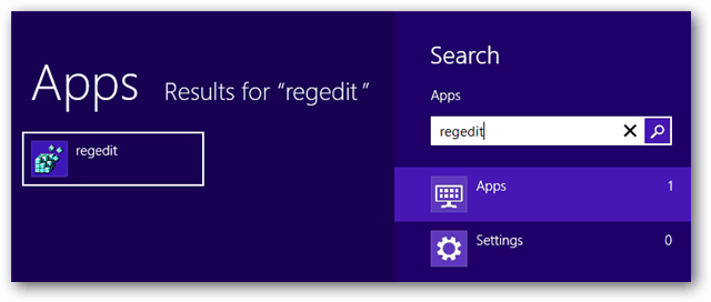 Windows 8 aplicații regedit