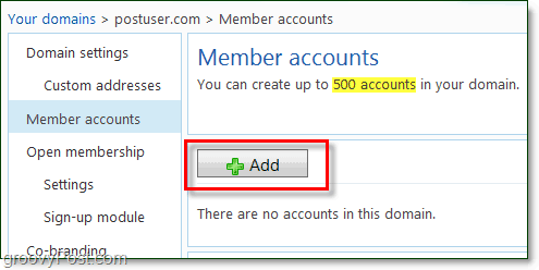 adăugați acoutns de membri la e-mailul dvs. de Windows Live