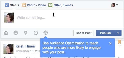 optimizarea publicului Facebook pentru caseta de actualizare a postărilor