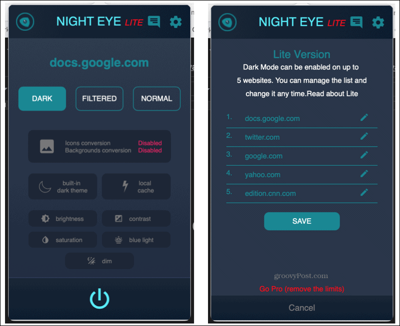 Extensia Night Eye în Safari