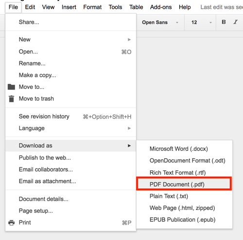 Google Drive vă permite să exportați orice document în format PDF.