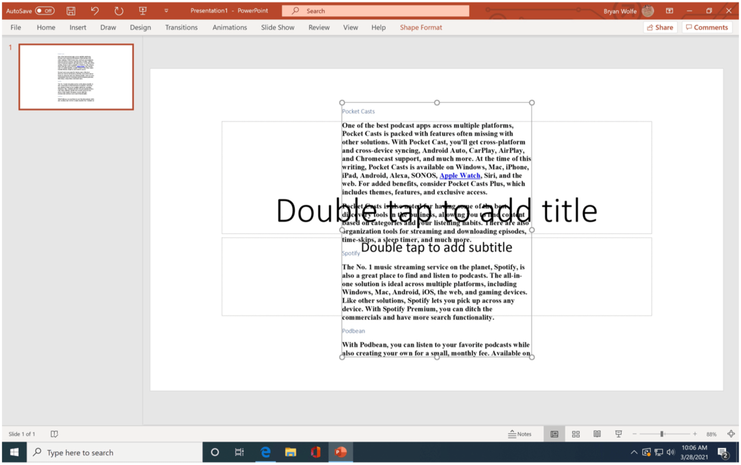 Exemplu de import Microsoft PowerPoint
