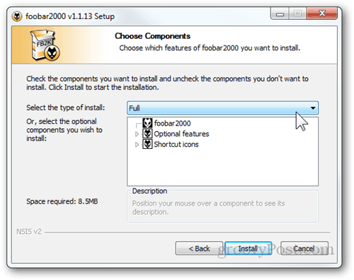foobar2000 instalează configurarea completă a funcțiilor