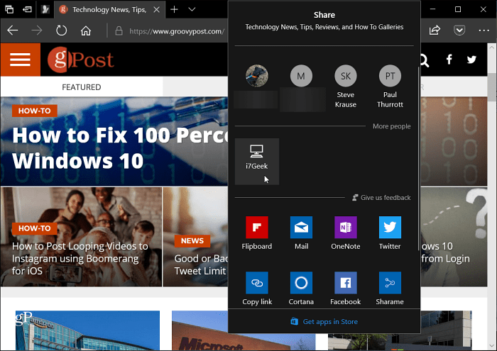 Partajare Windows 10 Microsoft Edge Near Share