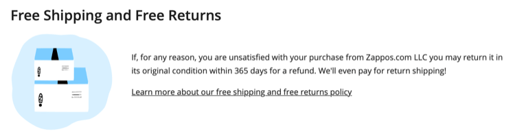 Politica de returnare gratuită a Zappos