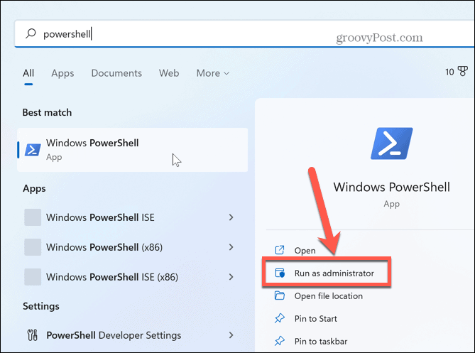 Windows 11 rulează Powershell ca administrator