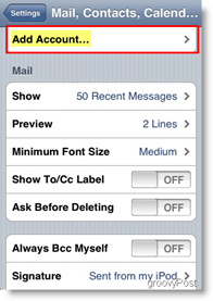 Apple iPhone și iPod Touch Adăugați un cont de e-mail