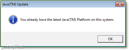 Screenshot: Windows 7 Actualizare Java Verificare completă Jucheck.exe