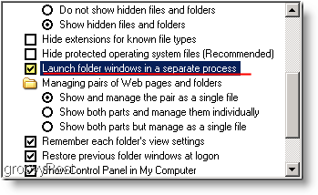 Lansați ferestrele folderului într-un proces separat