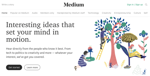 Medium are un public încorporat pentru a vă ajuta să începeți poziționarea.