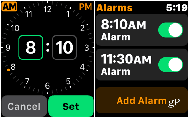 2 Setați Alarm Apple Watch