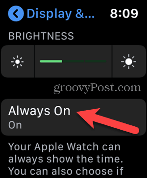 Atingeți mereu pornit în Setări din Apple Watch