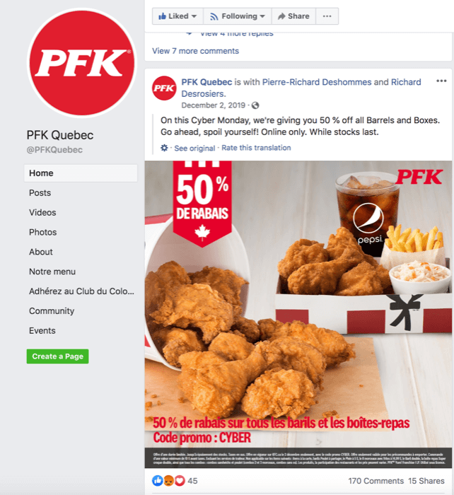 Pagina de Facebook PFK