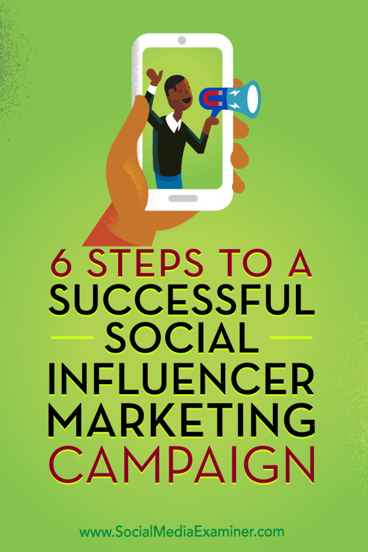 6 pași către o campanie de succes pentru marketingul influențatorilor sociali de Juliet Carnoy pe Social Media Examiner.