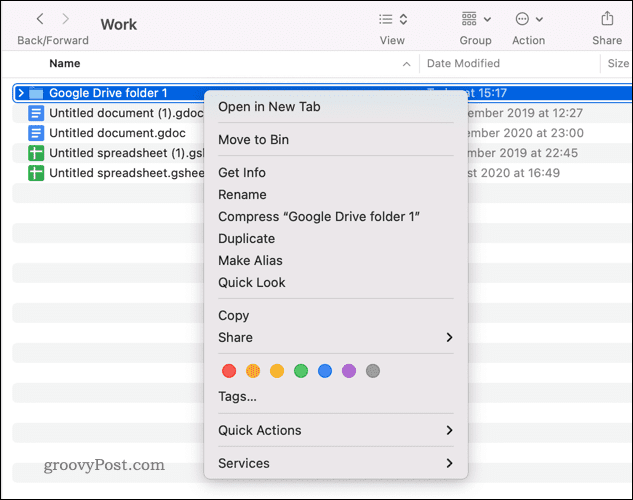 Copierea unui folder în Google Drive pe Mac