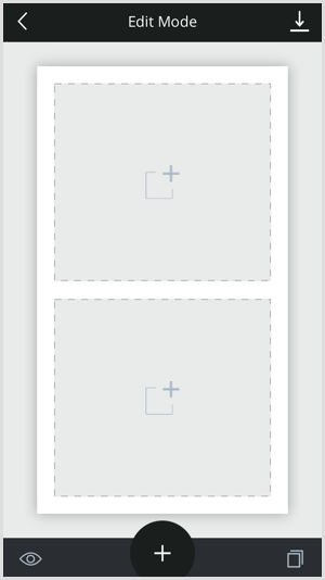 Atingeți pictograma + din șablonul Desfășurați pentru a adăuga conținutul.