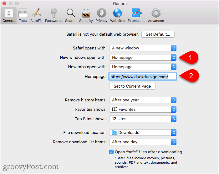 Setați o pagină de pornire în Safari pe Mac